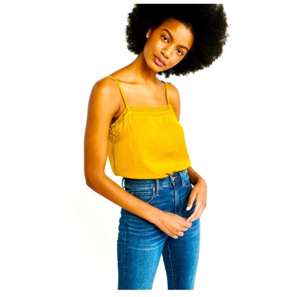 Abercrombie Yellow Satin Lace Tank